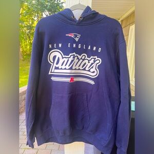Navy Blue NFL Team Apparel New England Patriots Hoodie Hooded Sweatshirt - Large